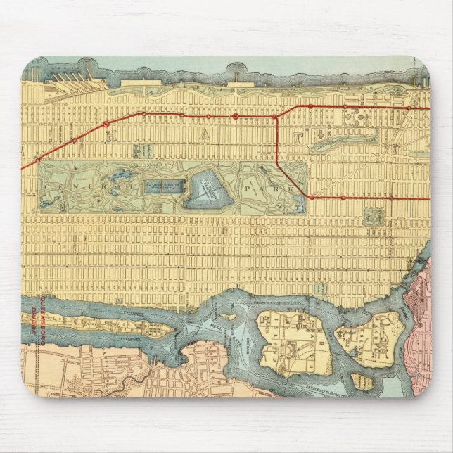 Vintag Manhattan New York City Map Mousepad (Vorne)