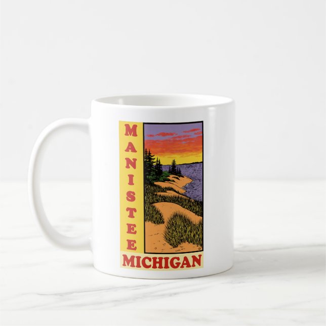 Vintag Manistee Michigan Sunset Kaffeetasse (Links)