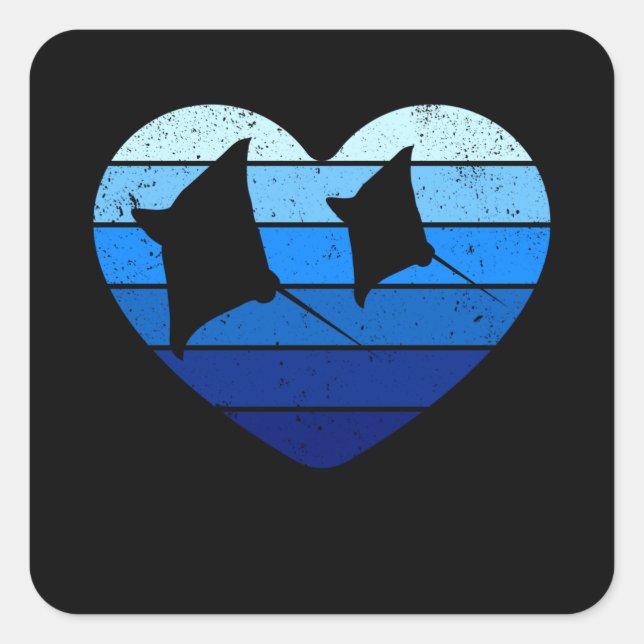 Vintag Manta Ray Quadratischer Aufkleber (Vorderseite)