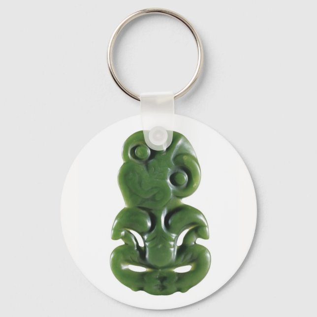 Vintag Maori Greenstone Hei Tiki Schlüsselanhänger (Vorderseite)