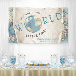 Vintag Map Baby Shower Banner
