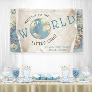Vintag Map Baby Shower Banner