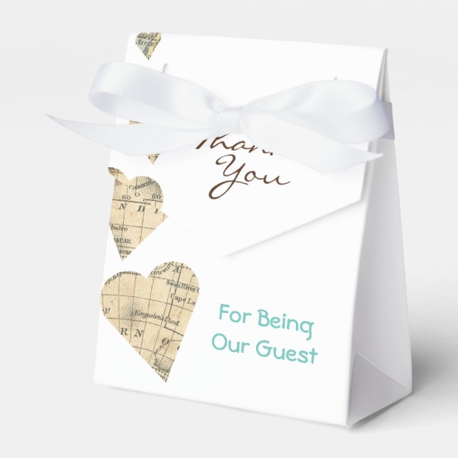 Vintag Map Hearts Bevorzugung Box Geschenkschachtel (Vorderseite)