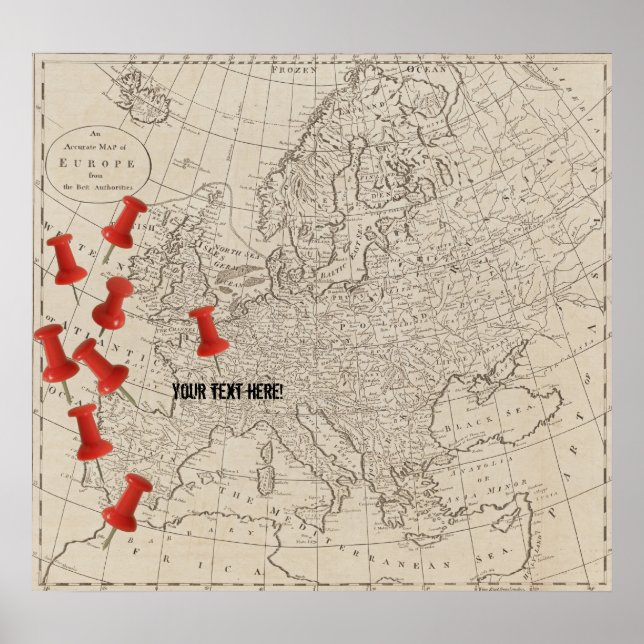 Vintag Map of Europe (1800) Kartenzeichen Poster (Vorne)