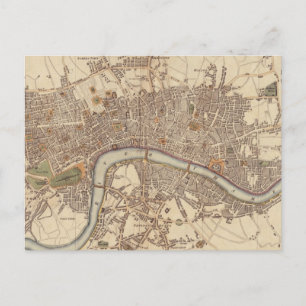 Vintag Map of London England (1807) Postkarte