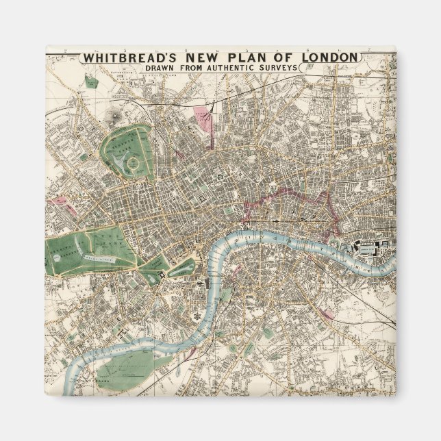 Vintag Map of London England (1853) Magnet (Vorne)