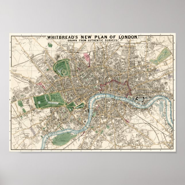 Vintag Map of London England (1853) Poster (Vorne)