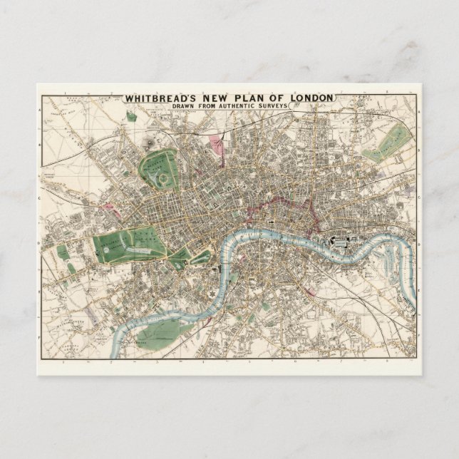 Vintag Map of London England (1853) Postkarte (Vorderseite)