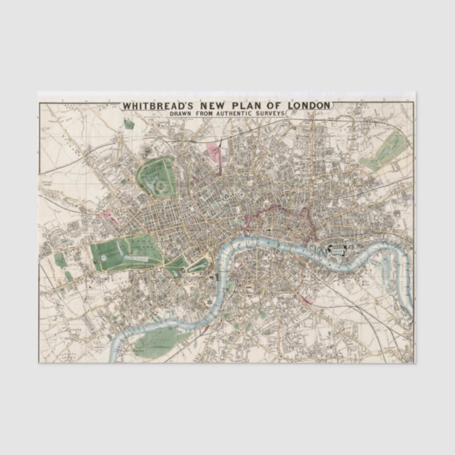 Vintag Map of London England (1853) Seidenpapier (Vorderseite)
