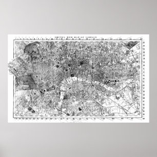 Vintag Map of London England (1860) BW Poster