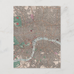 Vintag Map of London England (1862) Postkarte