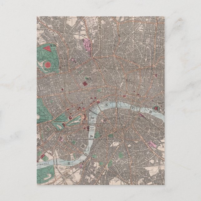 Vintag Map of London England (1862) Postkarte (Vorderseite)