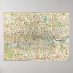 Vintag Map of London England (1899) Poster