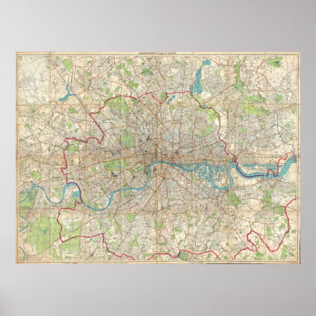Vintag Map of London England (1899) Poster (Vorne)