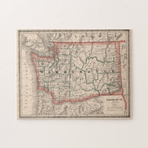 Vintag Map of Washington Staat (1883) Puzzle