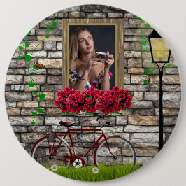 Vintag Märchenhof Fahrrad Rose Girly Foto Rahmen Button