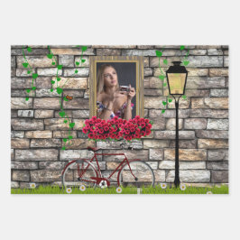 Vintag Märchenhof Fahrrad Rose Girly Foto Rahmen Geschenkpapier Set