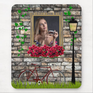 Vintag Märchenhof Fahrrad Rose Girly Foto Rahmen Mousepad