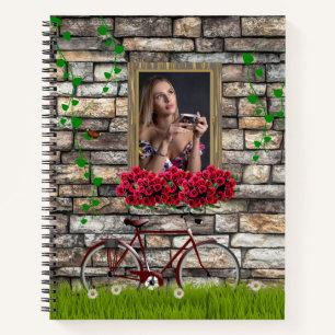 Vintag Märchenhof Fahrrad Rose Girly Foto Rahmen Notizbuch