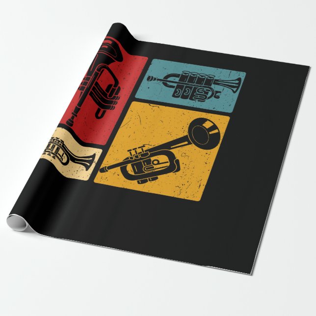 Vintag Marching Band Trumpet Player Retro Design Geschenkpapier (Ungerollt)