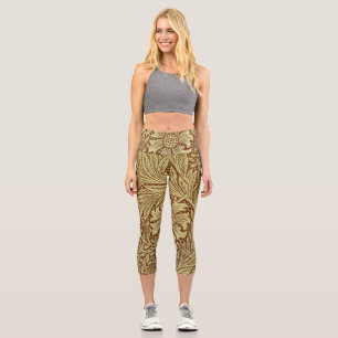 Vintag Marigold William Morris Wallpaper Design Capri Leggings