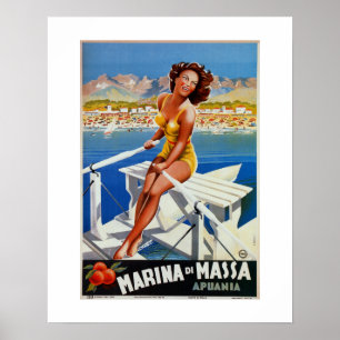 Vintag Marina di Massa Italia Reisewerbung Poster