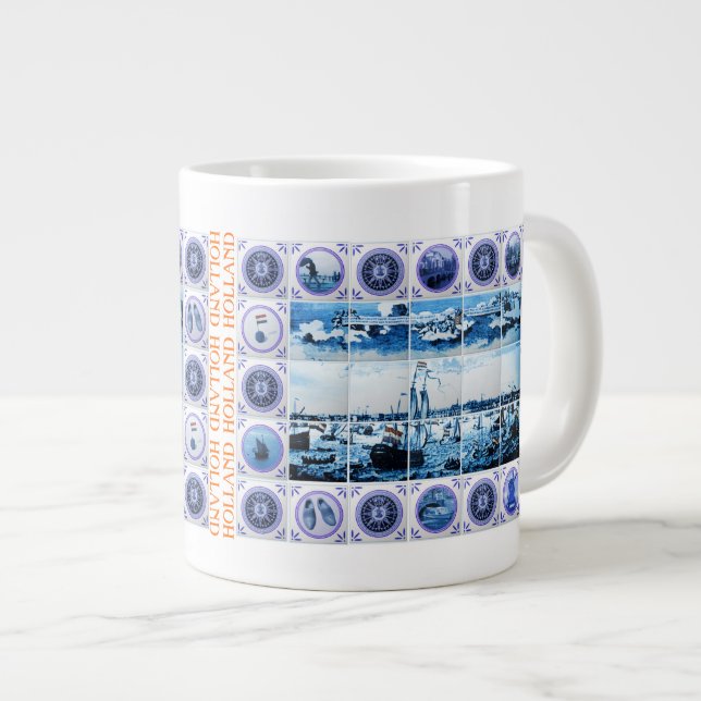 Vintag Maritime Holland Delsoftware Style Amsterda Jumbo-Tasse (Vorderseite Rechts)