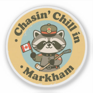 Vintag Markham Ontario Raccoon & Hockey Aufkleber