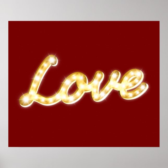 Vintag Marquee Lights Liebe Poster - rot (Vorne)