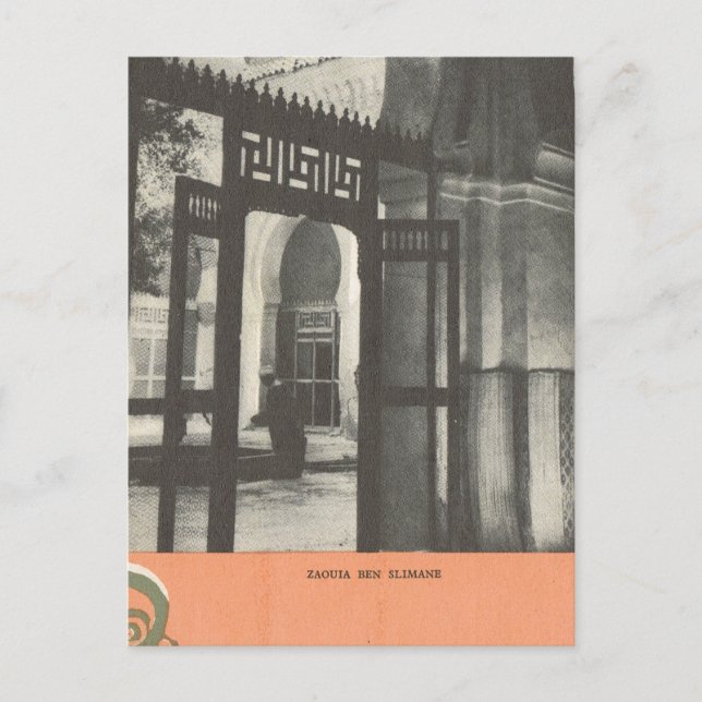 Vintag Marrakesch, Maroc, Grabmal von Ben Slimane Postkarte (Vorderseite)
