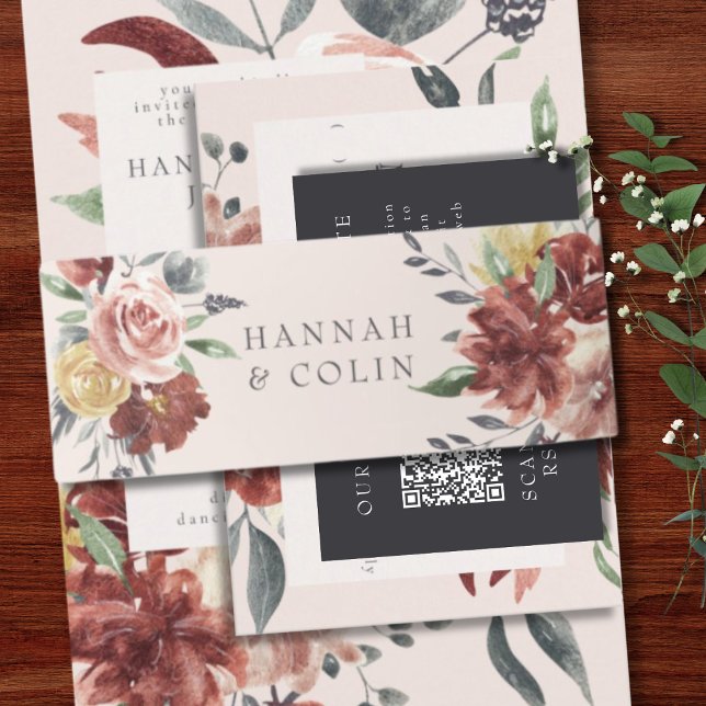 Vintag Marsala Blush Pewter Floral Einladungsbanderole (Von Creator hochgeladen)