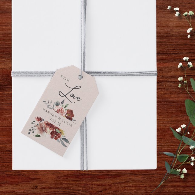 Vintag Marsala Blush Pewter Floral Geschenkanhänger (Von Creator hochgeladen)