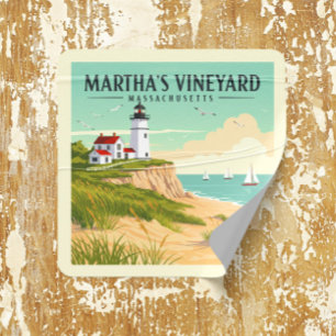 Vintag Martha's Vineyard Massachusetts Quadratischer Aufkleber