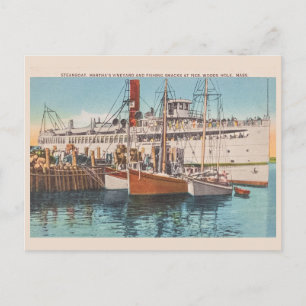 Vintag Martha's Vineyard Steamboat & Fishing Pier Postkarte