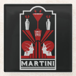 Vintag Martini Art Deco Glasuntersetzer