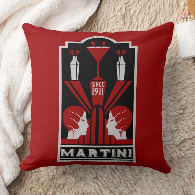 Vintag Martini Art Deco Kissen (Decke)