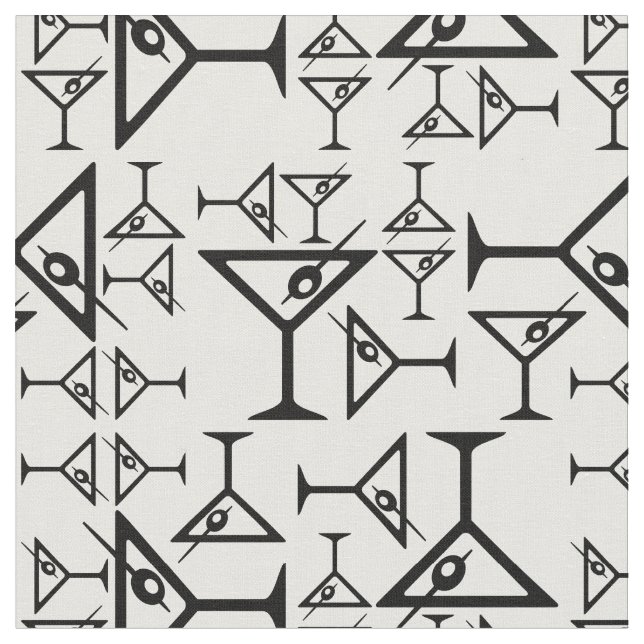 Vintag Martini-Gläser Schwarz & Weiß Martini Stoff (Nahaufnahme)