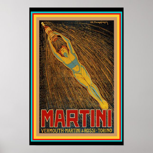 Vintag Martini & Rossi Art Deco Poster (Vorne)