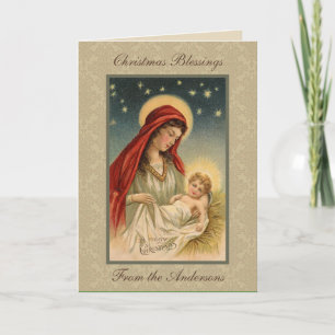 Vintag Mary Baby Jesus in Gefahr Feiertagskarte