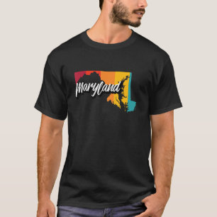 Vintag Maryland Retro 70er Stripes Maryland Us Sta T-Shirt