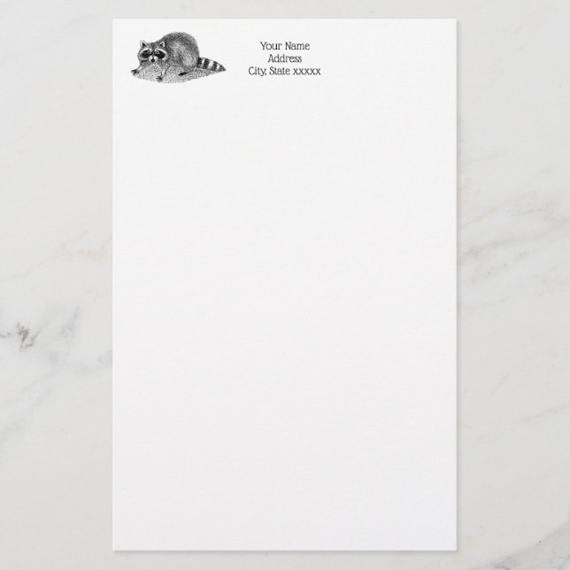 Vintag Masked Raccoon Briefpapier (Vorderseite)