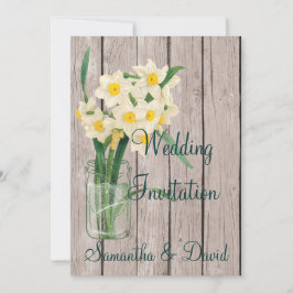 Vintag Mason Jar Daffodil Wedding Einladungskarte Einladung