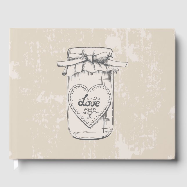 Vintag Mason Jar Hearts Wedding Brautparty Gästebuch (Vorderseite)