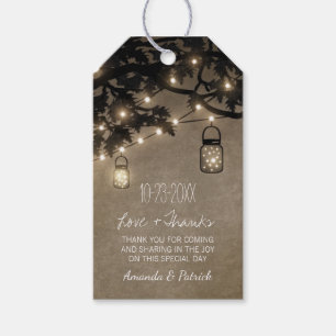 Vintag Mason Jar Oak Tree Wedding Danke Tags Geschenkanhänger