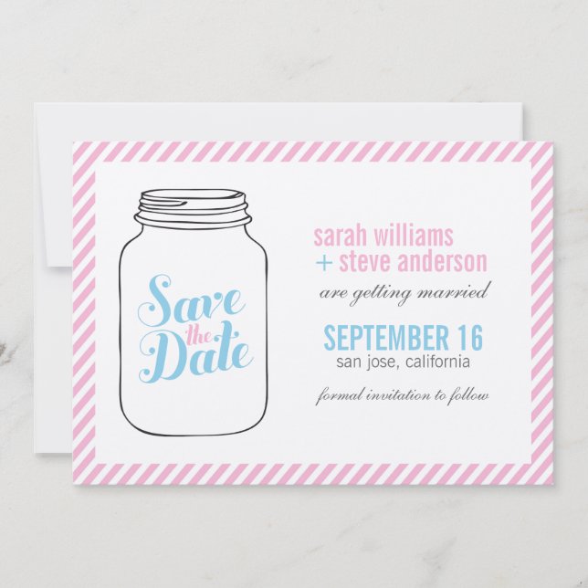Vintag Mason Jar Wedding Save the Date Einladung (Vorderseite)
