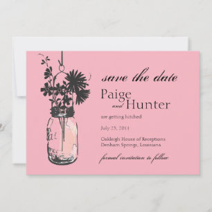 Vintag Mason Jar & Wild Blume Save the Date