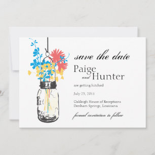 Vintag Mason Jar & Wild Blume Save the Date