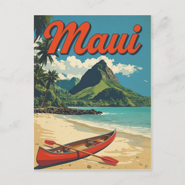 Vintag Maui Hawaii Reise Postkarte (Vorderseite)