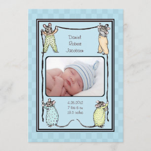 Vintag Mäuse Baby Boy Birth Ankündigung Foto
