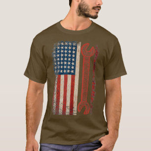 Vintag Mechanic USA Flag American Mechanist T-Shirt